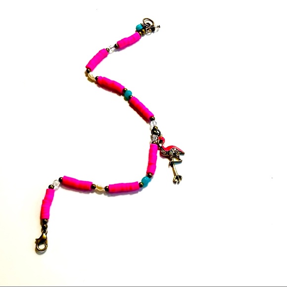 Handmade The Pink Flamingo Tropical Summer Anklet Bracelet - Picture 7 of 7